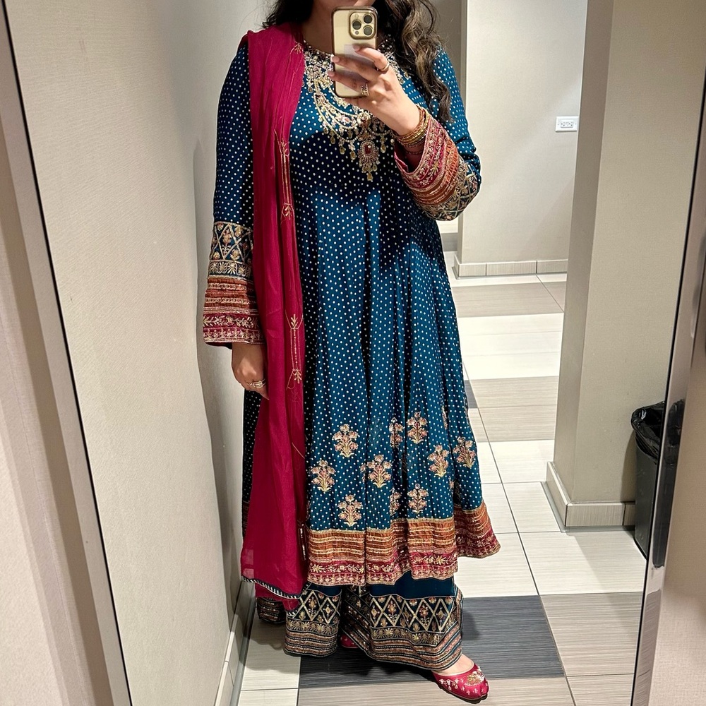 Pakistani Anarkali dress with sharara